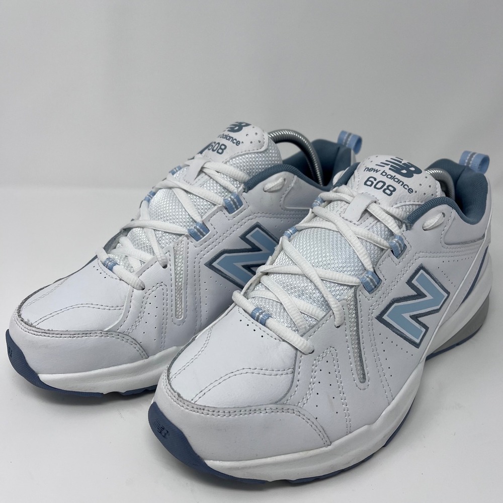 New Balance 608 Training Shoes Comfort Cushioned White Blue Mens 8.5 Womens‎ 10